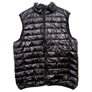 Men's Black Vest White Duck Down Waterproof Windproof Vest Large